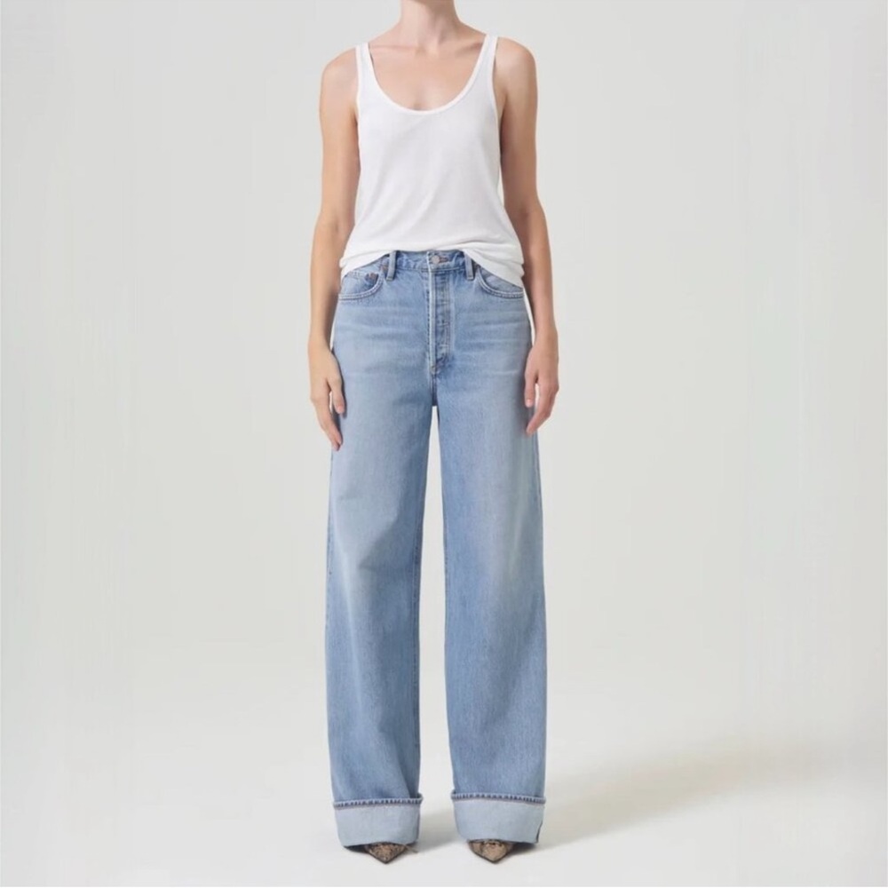 Agolde Dame High Rise Wide Leg Cuffed Jeans Size 30